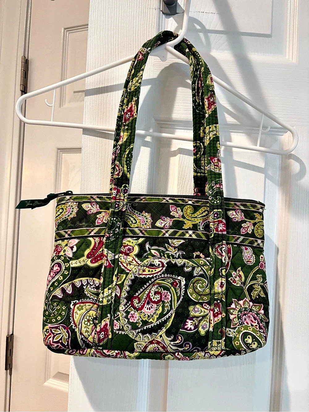 Vera Bradley “Paisley meets Plaid” Tote Bag in Green & Pink